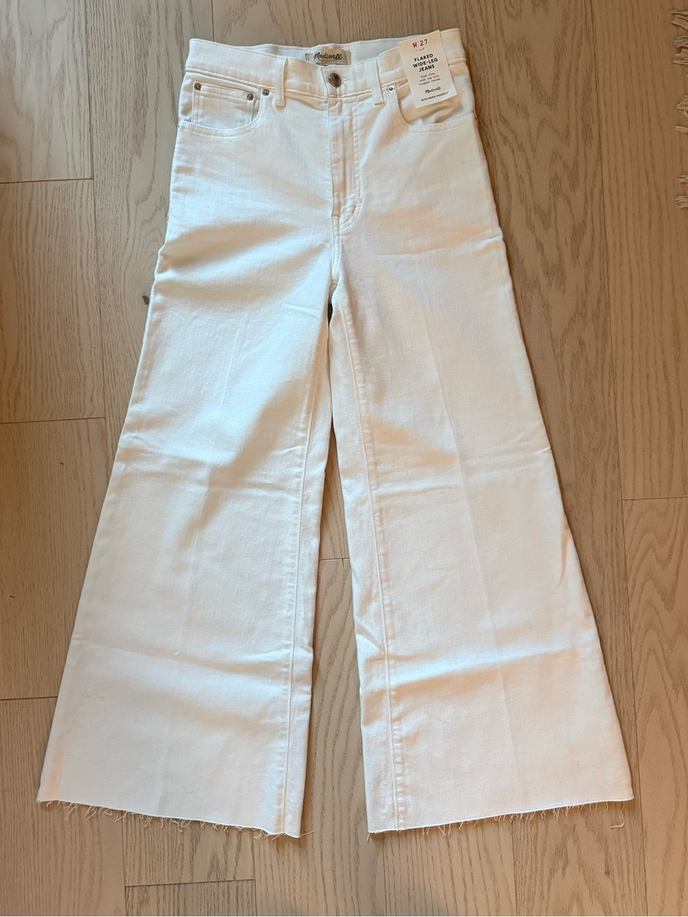 Madewell White Wide-Leg Flare Jeans